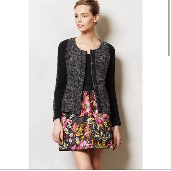 Anthropologie Cartonnier Glimmer Tweed Jacket Blazer Size Medium - Picture 2 of 11